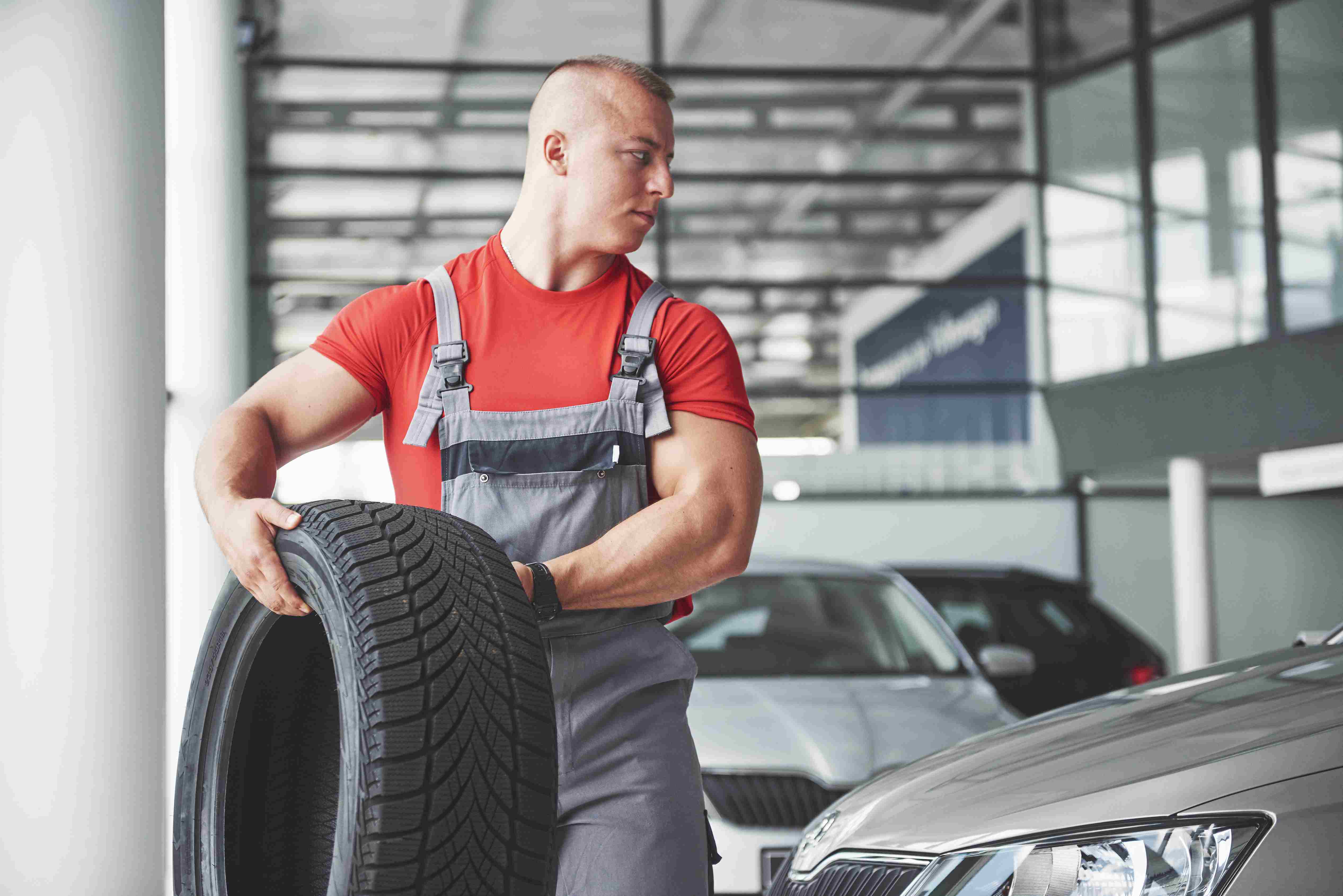 Professional tire service in action