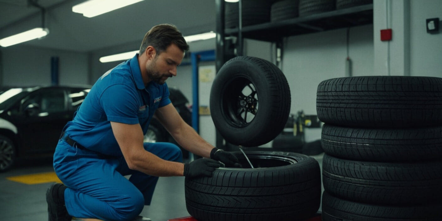 Professional tire service in action